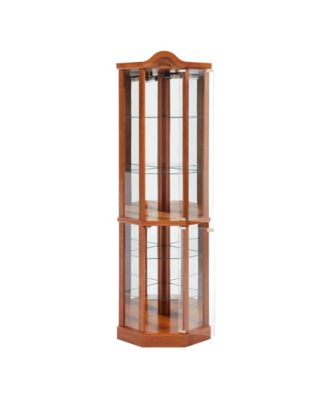 Elegant Glass Display Cabinet – Lighted Corner Curio for Living Room, Dining Room, or Entryway