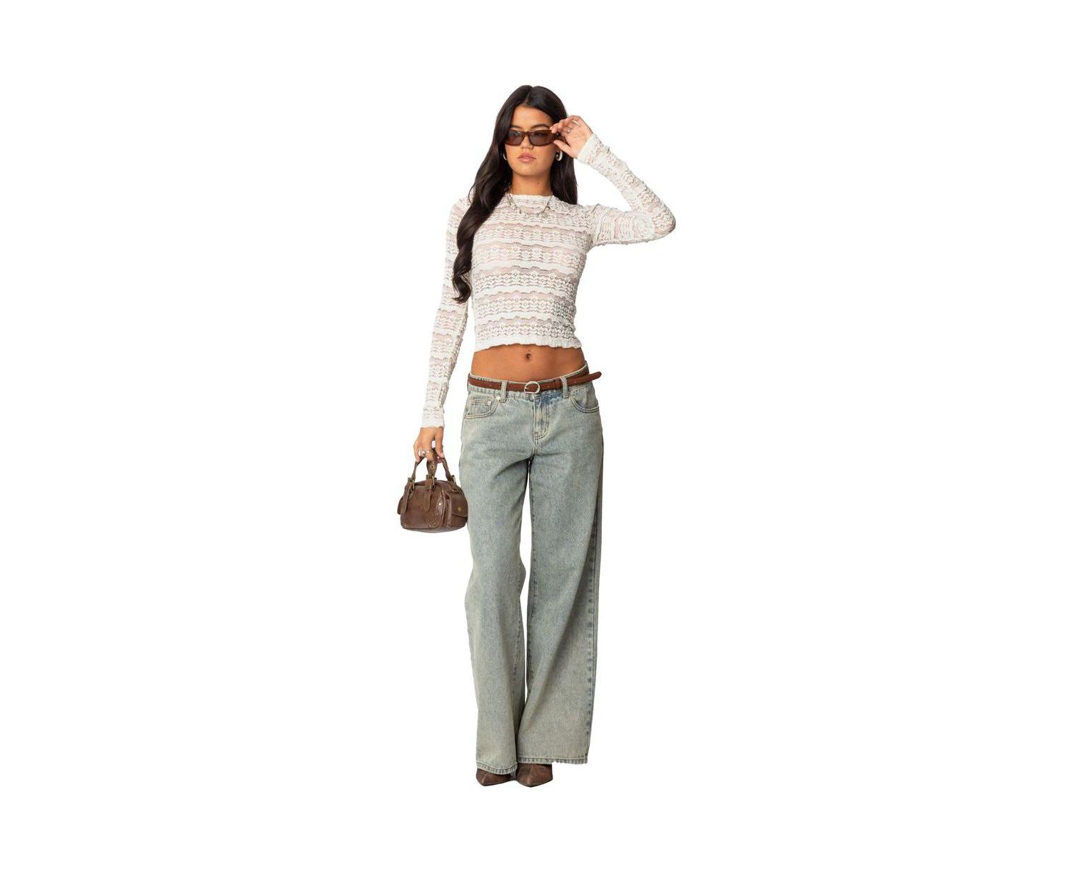 Women's Daisey Textured Sheer Lace Top
