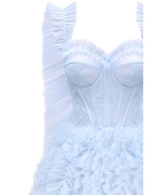 Women's Light Blue All Ruffled Up Eveng Fluffy Dress