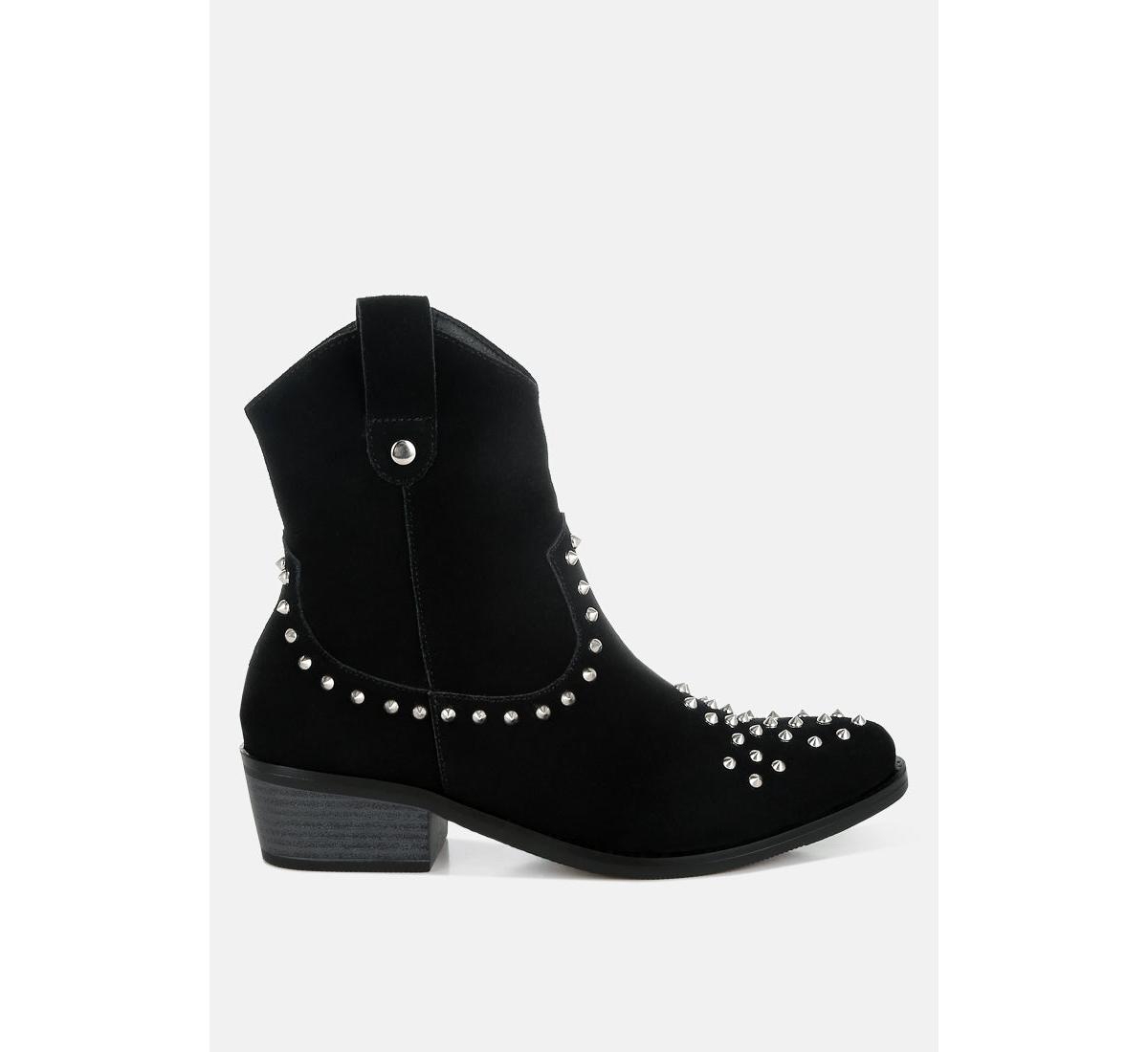 Hira Studs Embellished Cowboy Boots - Brown