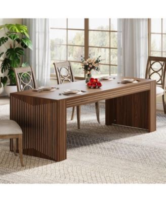 Farmhouse Dining Table for 6-8 People, 78.7-Inch Rectangular Wood Dining Table, Rustic Kitchen Table with Heavy Duty Wood Legs for Dining Room