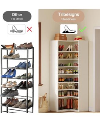 27.56" Wood 9-Tier Shoe Cabinet Organizer Freestanding Heavy-Duty Storage Rack for 40–45 Pairs of Shoes