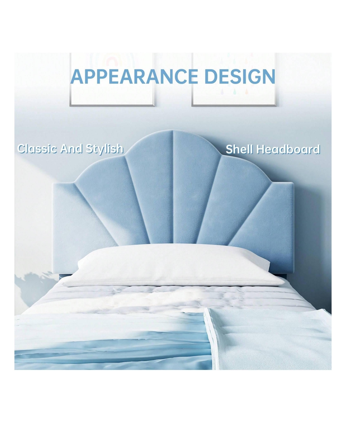 gaomon Twin Platform Bed Frame, Velvet Upholstered Frame With Height Adjustable Headboard, Strong Wood Slat Support, Solid And Stable, Ea