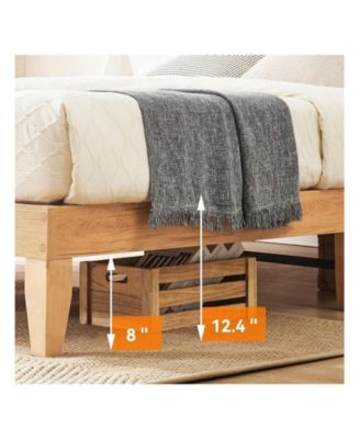 Rattan Bed Frame Queen With Natural Rattan Headboard,Queen Bed Frame With LED Lights,Rattan Queen Bed Frame With Headboard,Solid Wood Foundation With Silent Slats,No Box Spring Needed