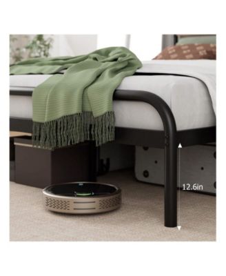 Senfot Queen/King Size Platform Bed Frame With Wood Headboard, Heavy Duty Metal Slat Support, Noise Free Design Mattress Foundation, Easy Installation