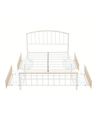 Bed Frame With 4 Drawers,Platform Bed Frame With Storage,Full Size Platform Bed With Headboard Frame,Metal Bed Frame Steel Slat Support/No Box Spring Needed/Easy Assembly