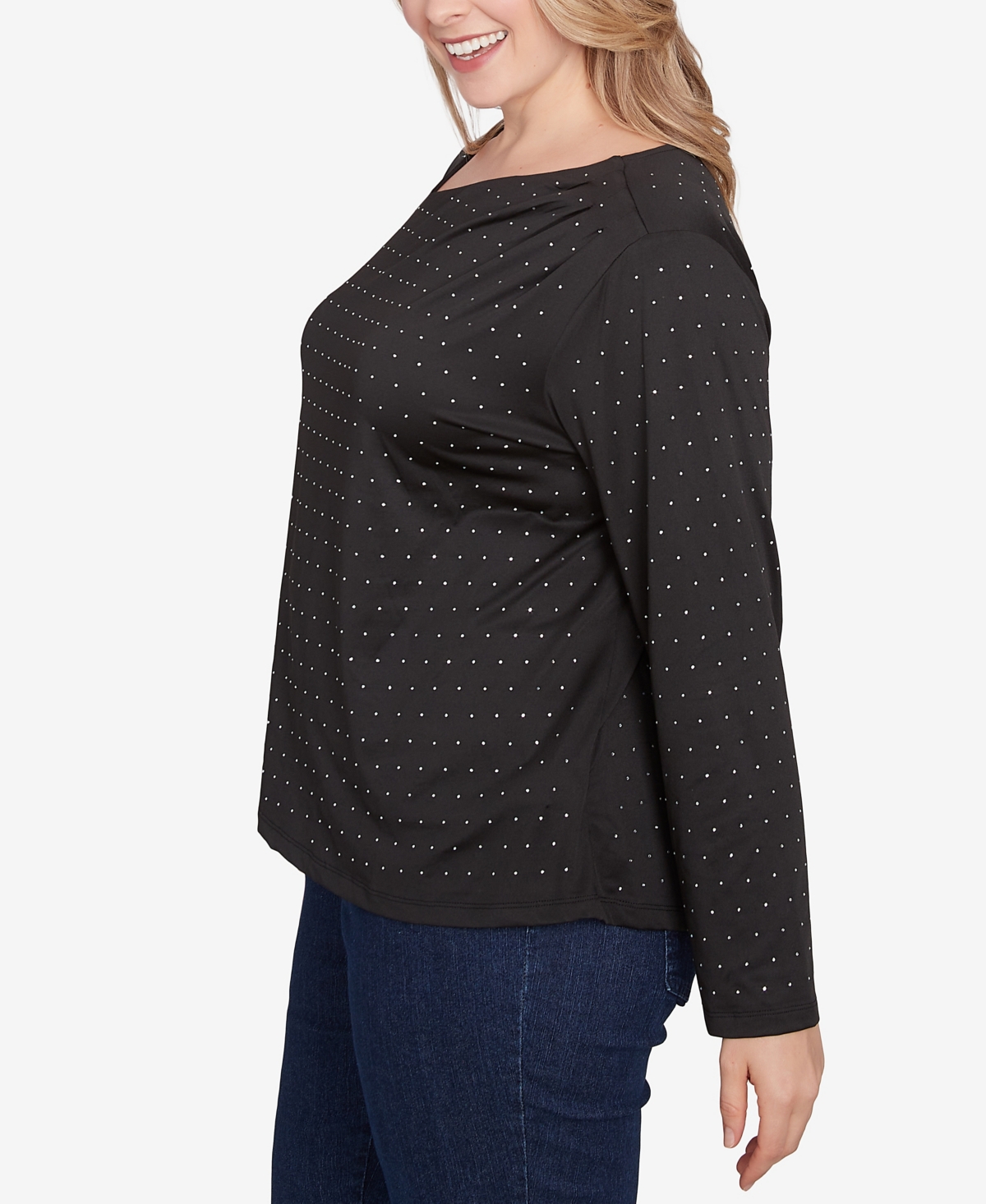 Hearts Of Palm Plus Size Red-y To Shine Asymmetrical Neck Top