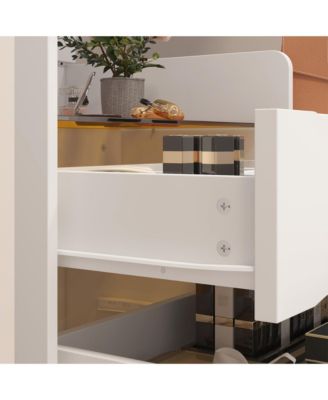 Vanity with Lighted Mirror and Stool – Closet Drawer Makeup Table