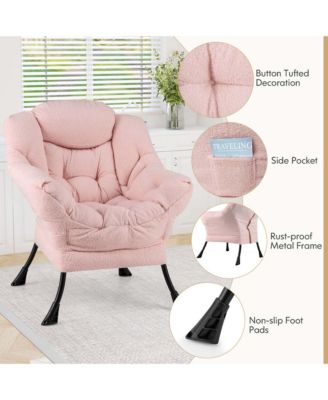 Large Cozy Head Pillow Stylish Tufted Back & Seat Armrests Lazy Chair