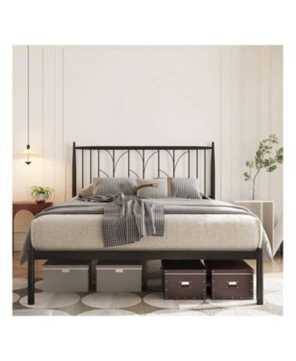 Metal Platform Bed Frame with Headboard, No Box Spring Needed, Slats Support, Easy Assembly, Under-Bed Storage