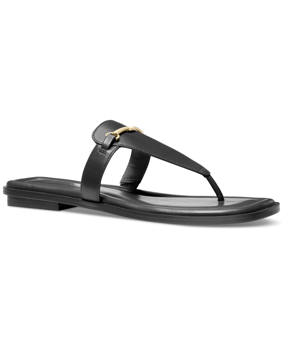 Michael Kors Lena Leather T-strap Sandal In Black