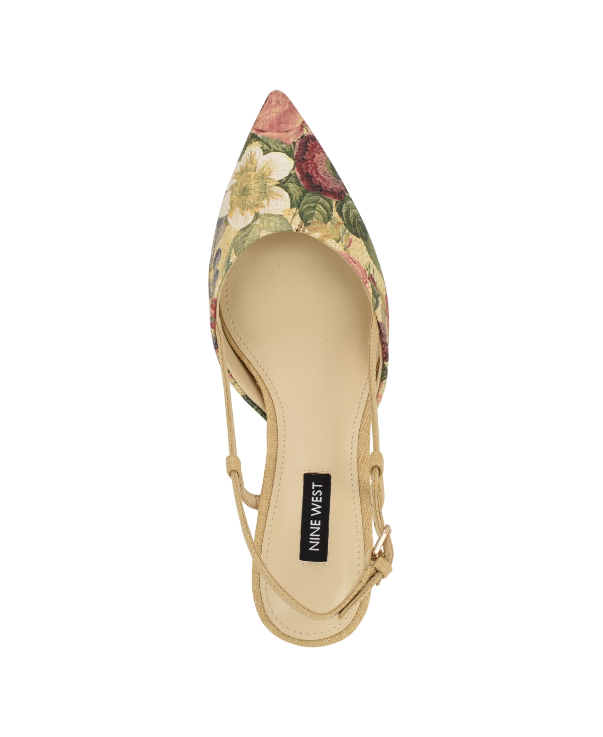Shop Nine West Women's Rhonda Kitten Heel Slingback Pumps In Natural Vintage Floral