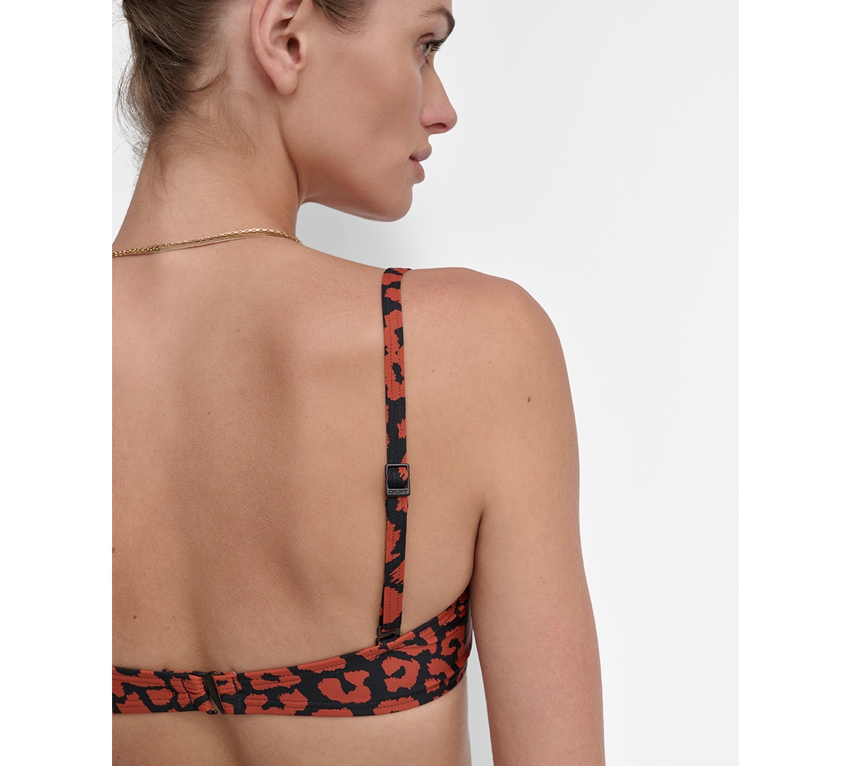 Dkny Women's Shirred U-wire Bandeau Bikini Top In Bold Cheetah (sunset Combo)