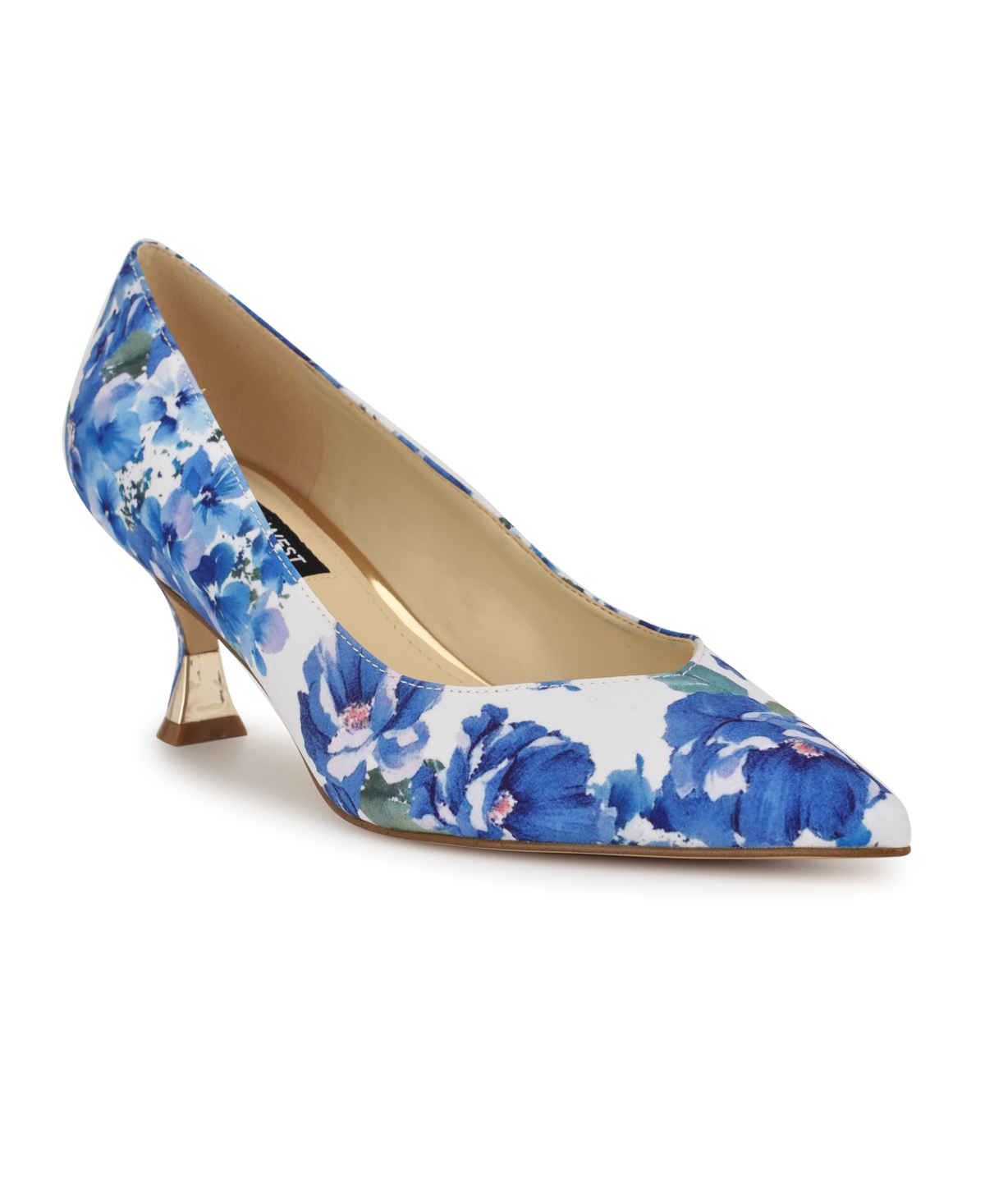 Nine West Ariella Pointed Toe Pump In White,blue Bouquet Floral