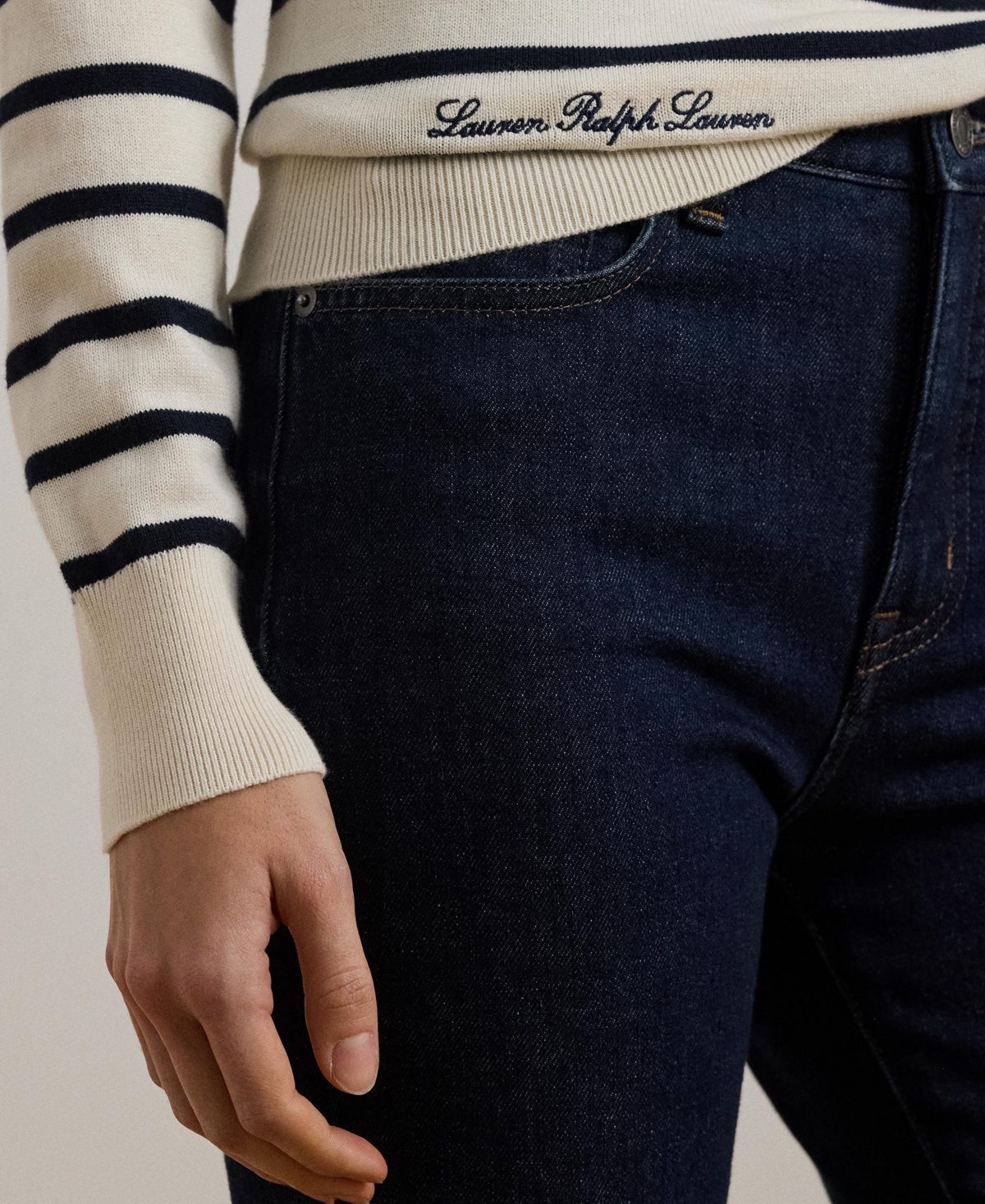 Lauren Ralph Lauren Women's Striped Cotton-Blend Sweater, Regular & Petite -Lauren Navy