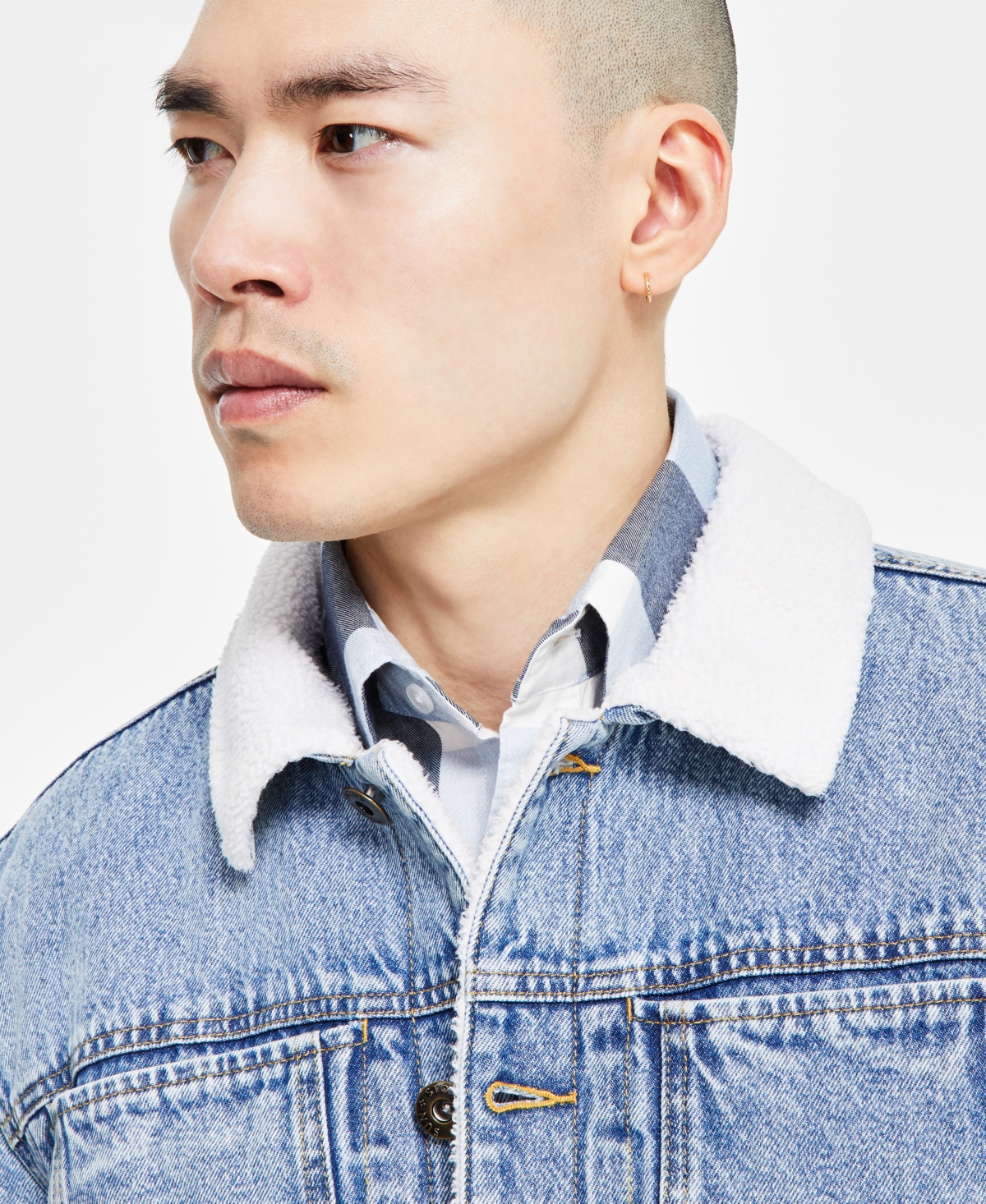 Sun + Stone Men'sSherpa Trucker Jacket, Exclusively at Macy's - Del Mar