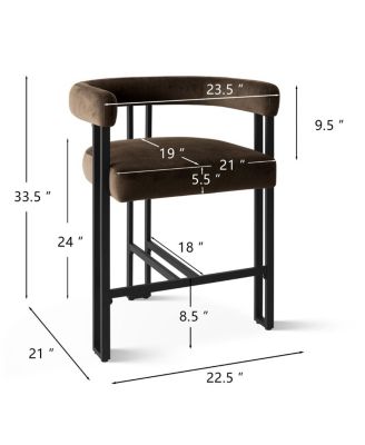 Set of 3 Modern Velvet Counter Stools,Armrest Counter Chairs for Kitchen with 3 Legs Design