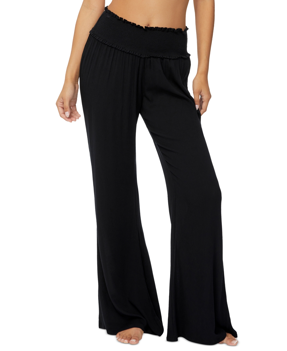 RAISINS JUNIORS' BEACH DAY SMOCKED-WAIST COVER-UP PANTS 