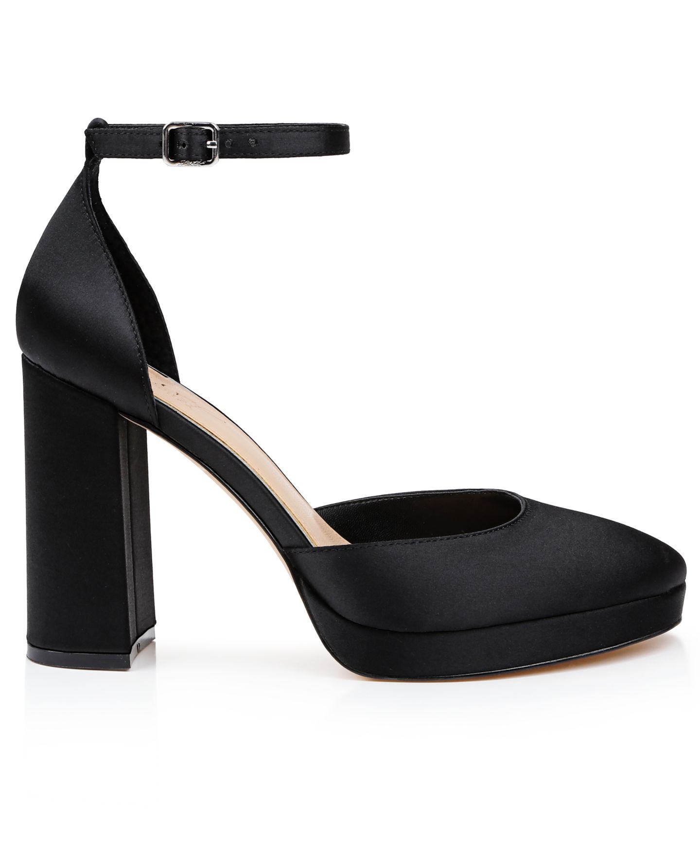 Женские туфли Jewel Badgley Mischka Stephanie Closed Toe Platform Pumps, цвет: Чёрный атласный — фото 2