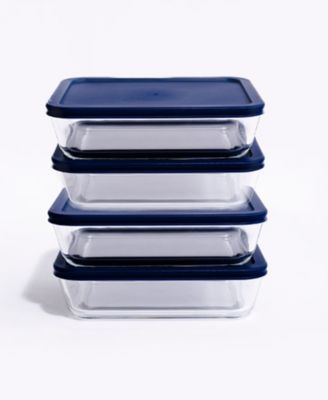 8-Piece 6.5 Cup Rectangular Food Storage and Meal Prep Container Set