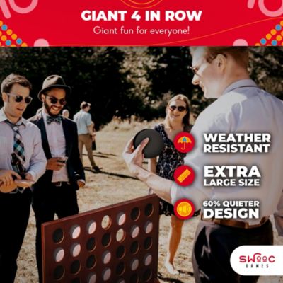 - Giant Four in a Row (All Weather) Outdoor Game w/ Carrying Case - Noise Reducing - 60% Quieter - Giant Connect - 4 Game