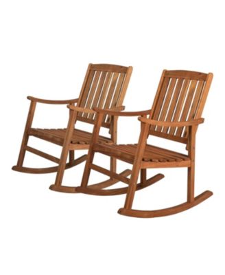 Penny Classic Slat Back Acacia Wood Patio Outdoor Rocking Chair