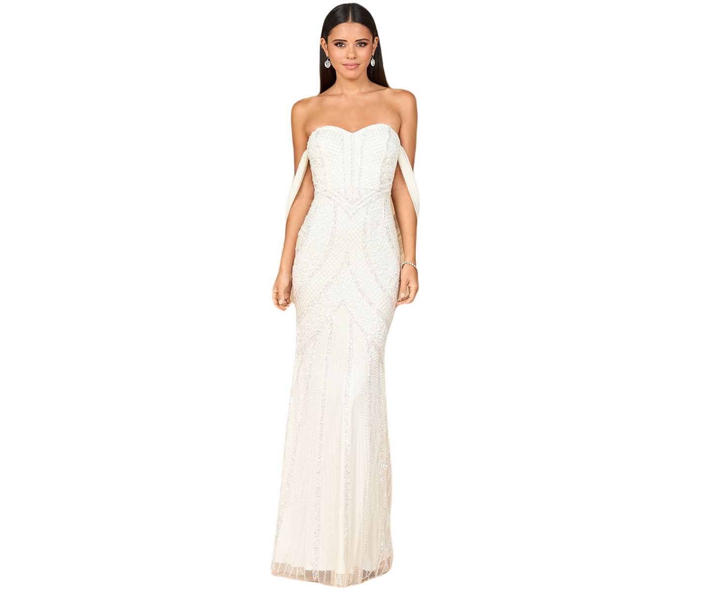 Женские платья Lara Beaded Gown with Cape Detail, цвет: Слоновая кость — фото 1