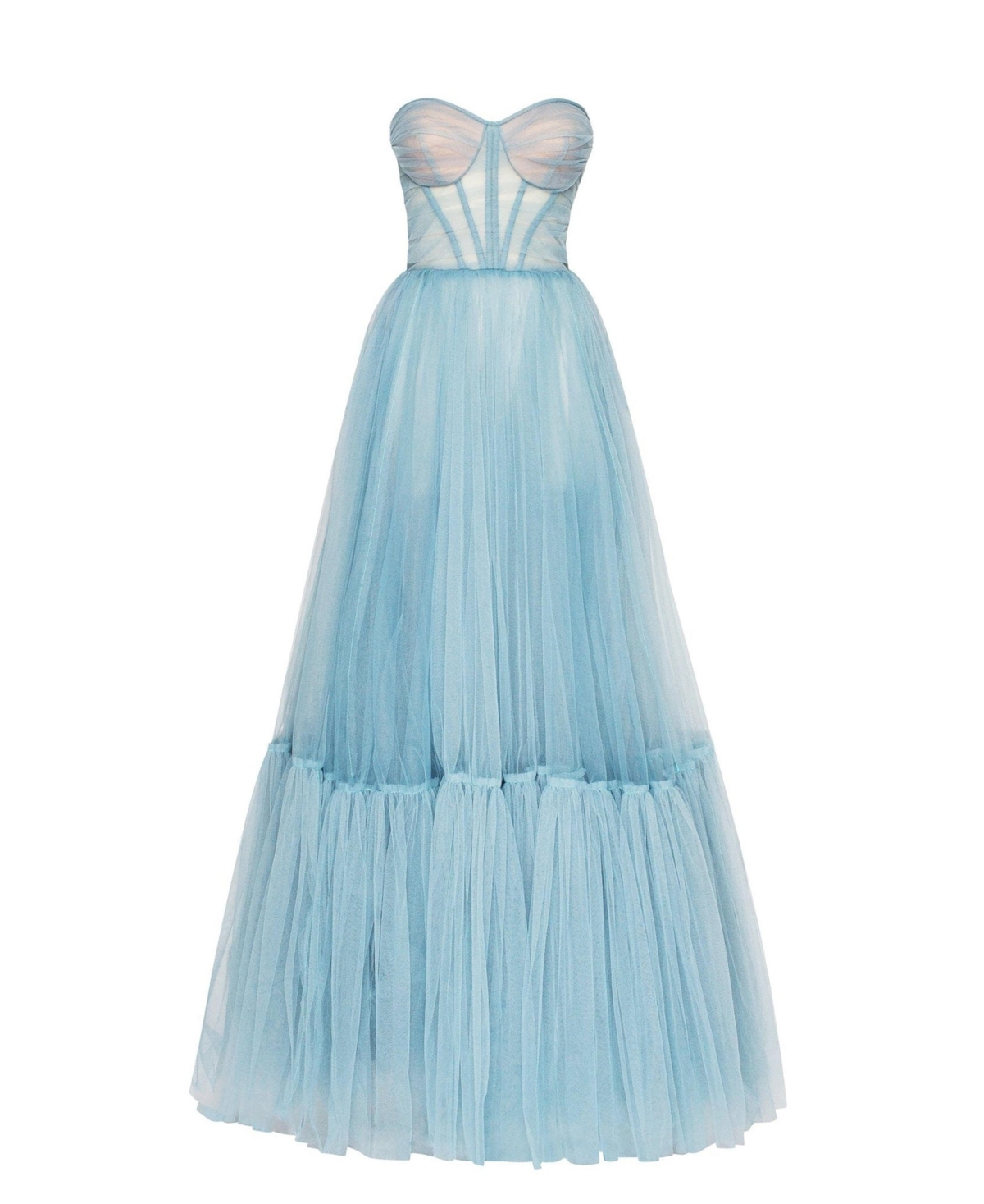 Milla Women's Sheer Sleeves Maxi Tulle Dress