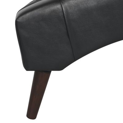 Black Tufted Chaise Lounge with Pillow and Wood Legs