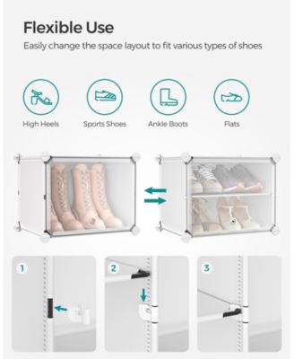 40 Pair Plastic Shoe Storage Cabinet for Bedroom and Entryway, White