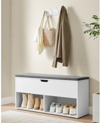 Shoe Bench with Cushion, Entryway Shoe Bench with Storage