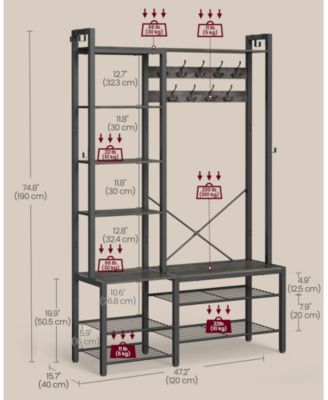 Entryway Hall Tree with Bench & Shoe Storage