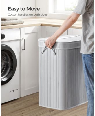 26.5 Gallon Laundry Hamper with Lid and Handles, Dove Grey