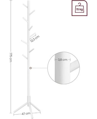 Free Standing Tree-Shaped Coat Rack with Adjustable Height, Brown