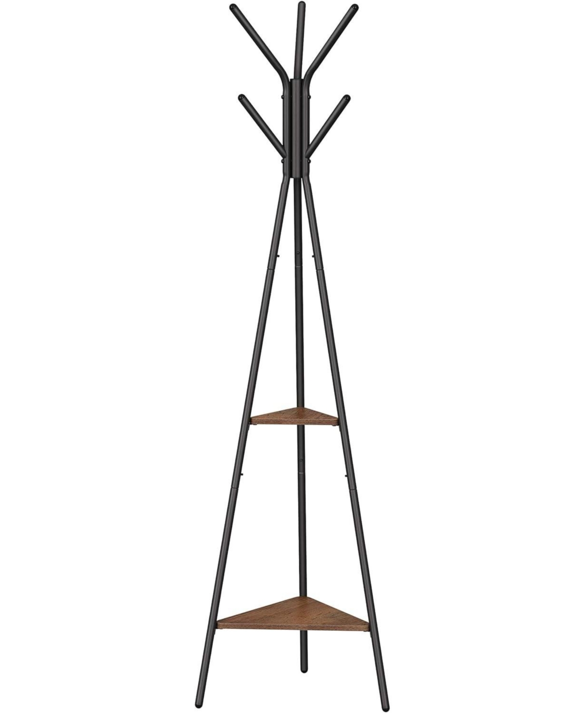 Hall Tree with 2 Shelves - Hazelnut brown