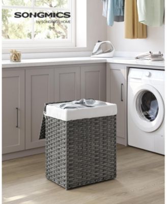 Handwoven Synthetic Rattan Laundry Hamper with Liner & Lid