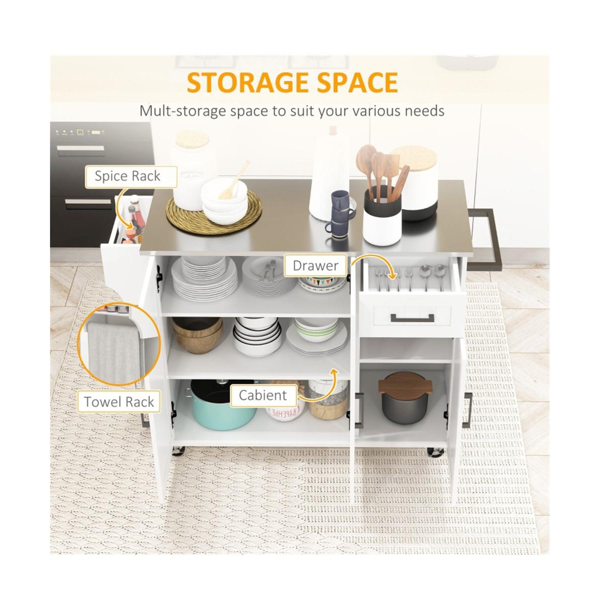 SlickblueKitchen Cart and Storage Cabinet for Efficient Organization and Practical Kitchen Solutions - White