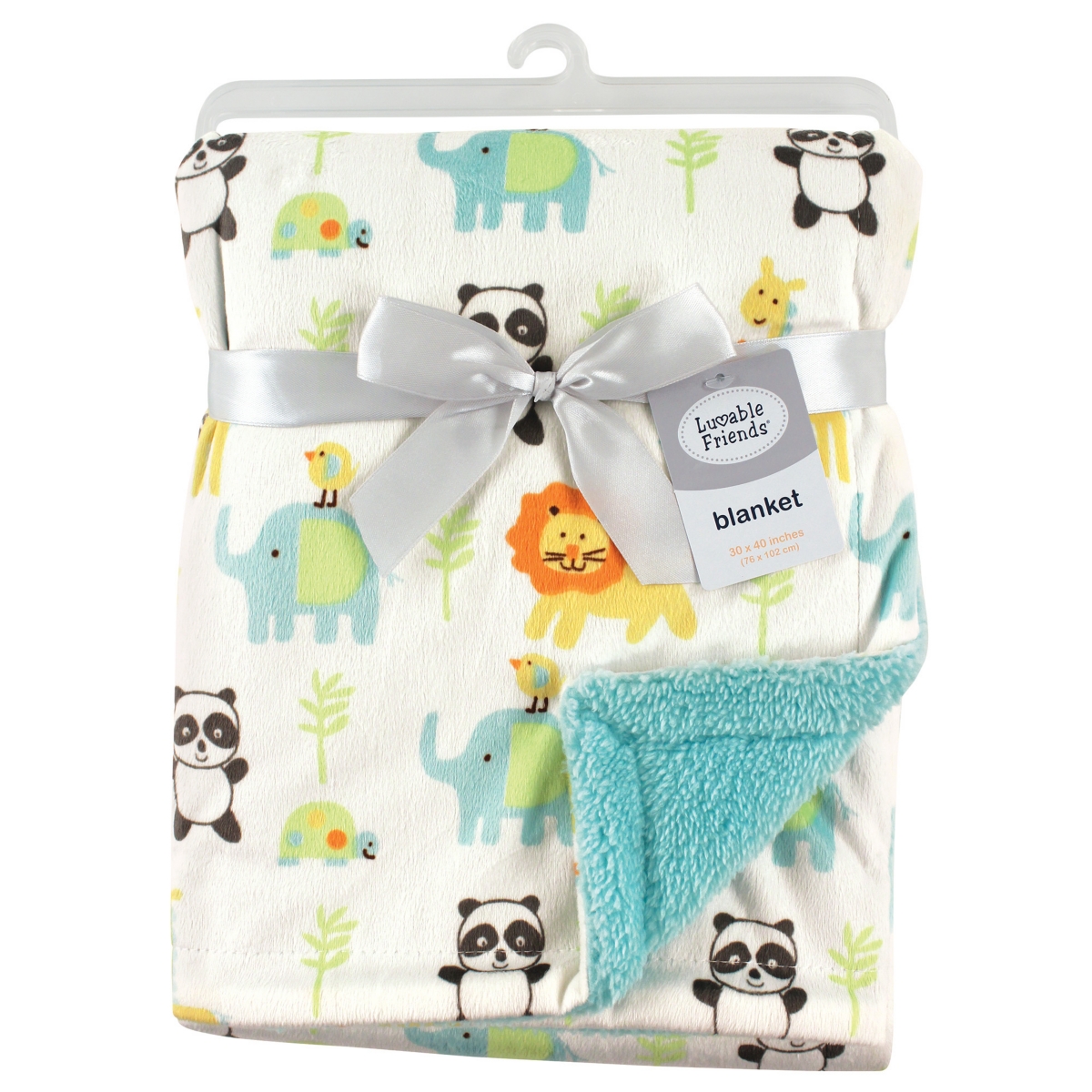 Luvable Friends Baby Girl Plush Blanket with Faux Shearling Back