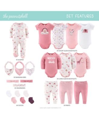 Baby Girls Layette Gift Set Girls, Safari Rainbow, 23 Essential Pieces, Pink