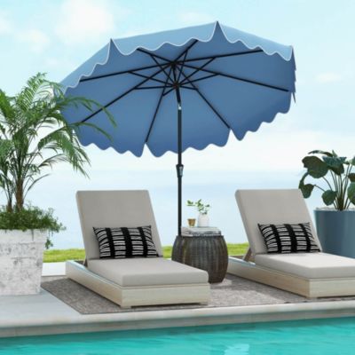 9 FT Patio Umbrella 2-Tier Market Table Umbrella with Sun-Protective Canopy