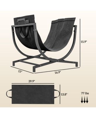 17&amp;#x22; Folding Firewood Rack with Carrier, Wood Storage Holder