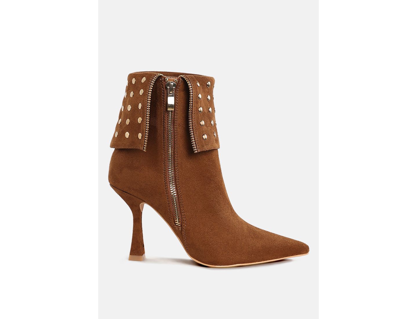 Женские ботинки London Rag Piccini Stud Embellished Foldover, цвет: Бежевый / Хаки — фото 3