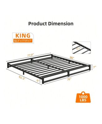 6 Inch Metal Platform Bed Frame With Steel Slat Support, Mattress Foundation And No Box Spring Needed, Easy Assembly - Queen