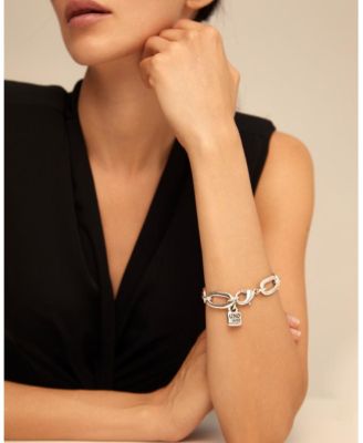 Sterling Silver and 18k Gold Plated Oval Links Bracelet