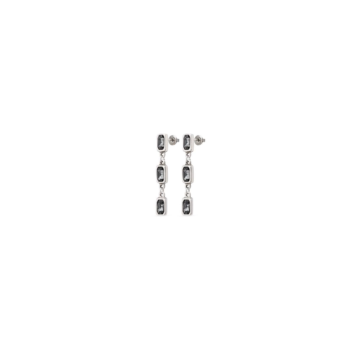 Unode50 Sterling Silver-plated Metal Alloy Gray Crystal Earrings In Gray