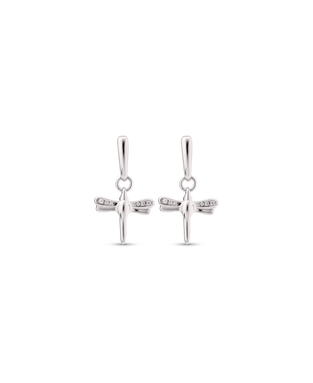 Unode50 Metal Alloy Dragonfly Shaped Earrings In Silver
