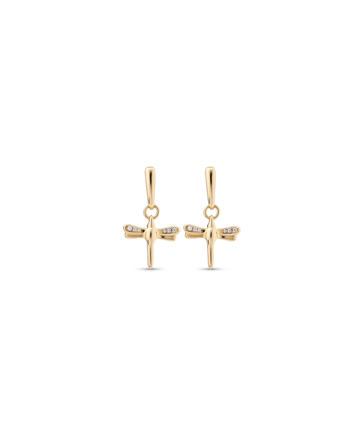 Unode50 Metal Alloy Dragonfly Shaped Earrings In Gold