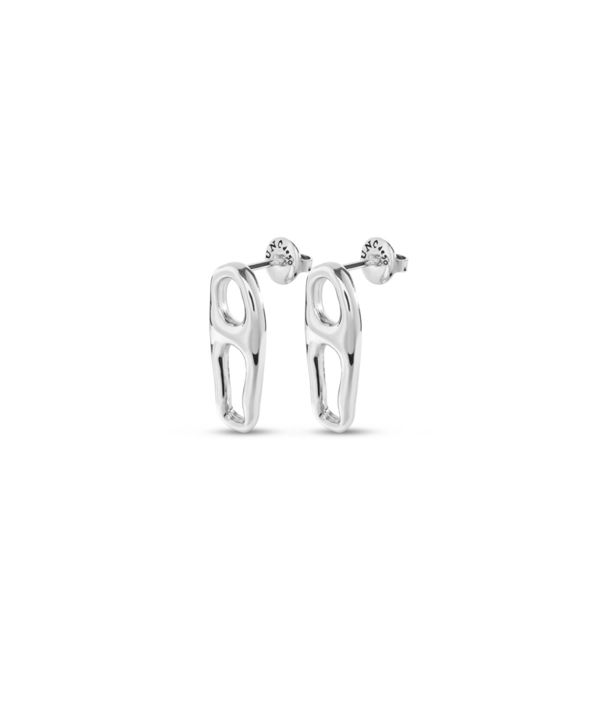 Unode50 Metal Alloy Link Shaped Earrings In Silver