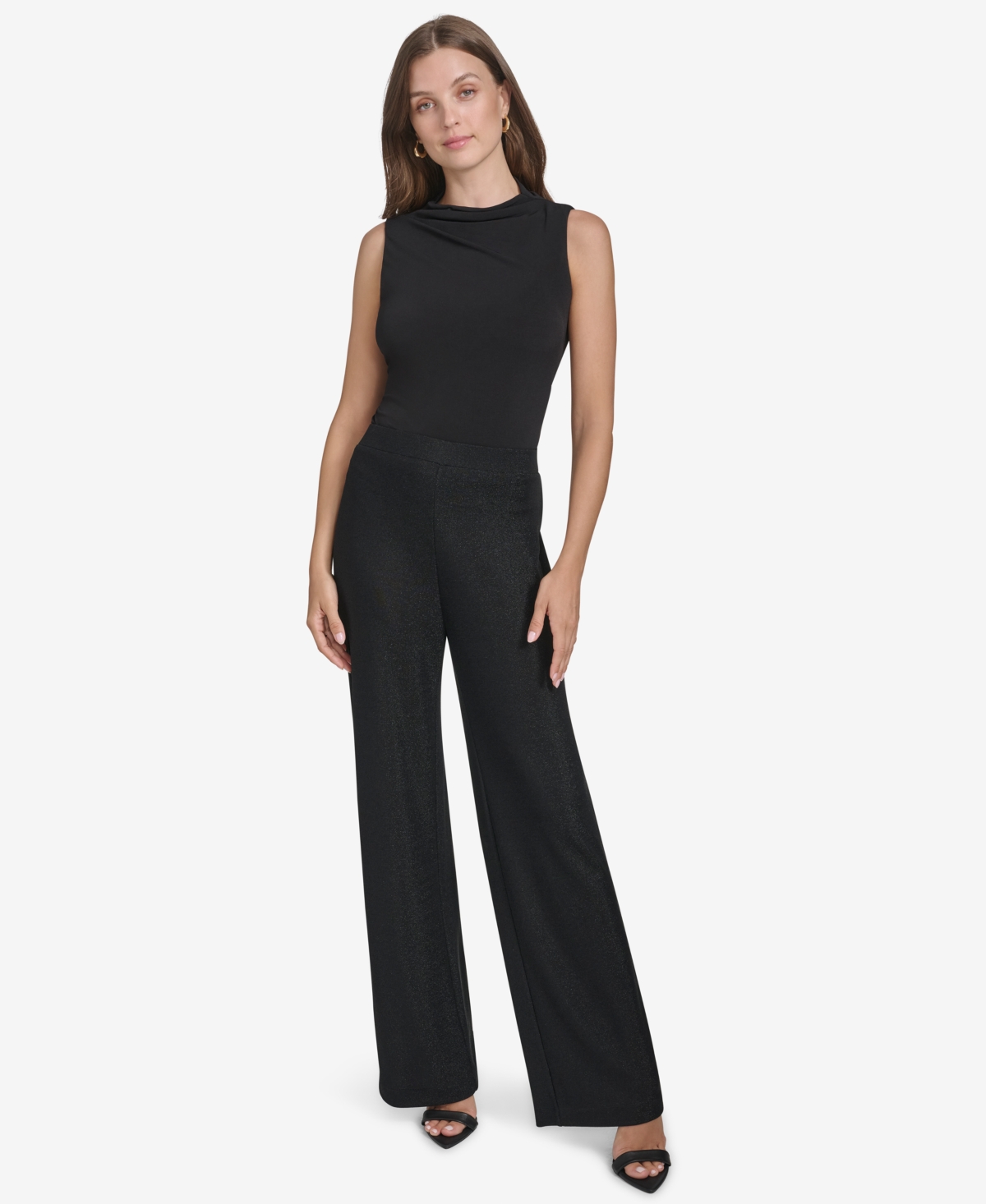 Halston Women's Metallic-Knit Pull-On Pants