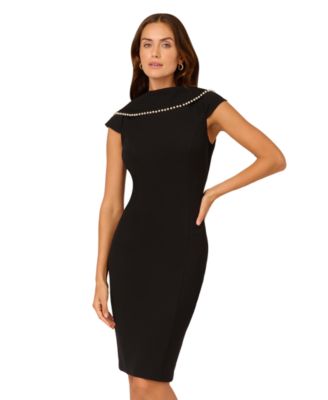 Adrianna Papell Women's Folded-Neck V-Back Sheath Dress - Macy's
